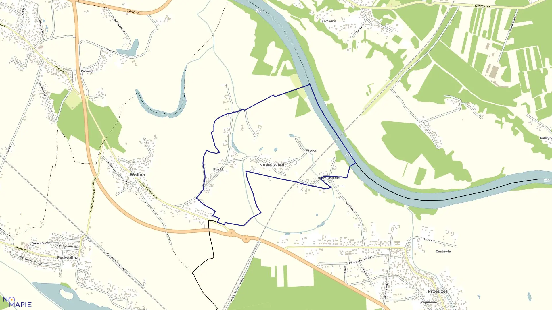 Mapa obrębu Nowa Wieś gm.Nisko w gminie Nisko